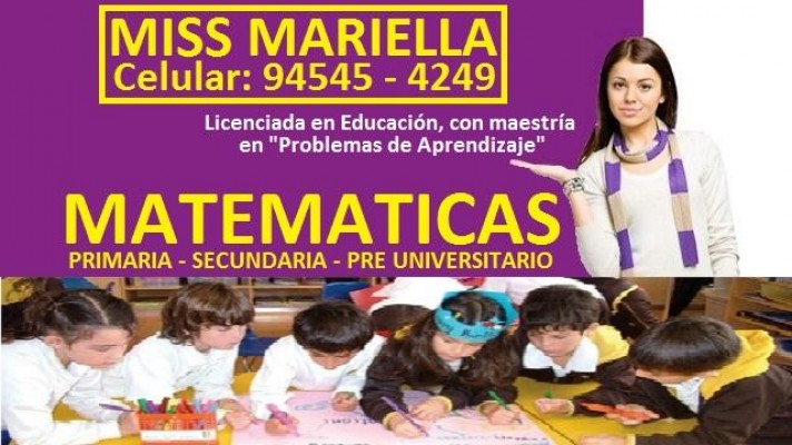 MISS MARIELLA. Profesor y Profesora dicta Clases Particulares a domicilio de MATEMÁTICAS Y FÍSICA. Amplia Experiencia.