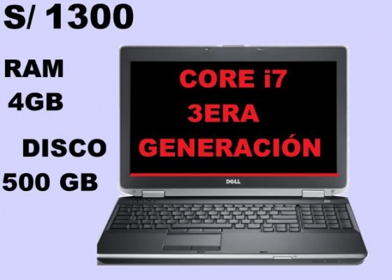 POTENTE LAPTOP DELL CORE i7 TERCERA GENERACIÓN, RAM 4GB, DISCO 500..