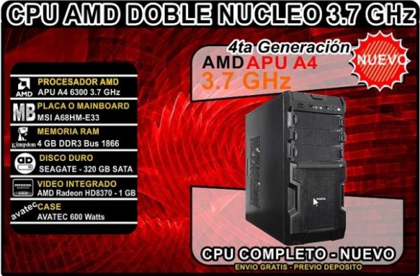 CPU A4 AMD DE 3.7 GHZ CUARTA GENERACION NUEVAS SUPER PRECIO