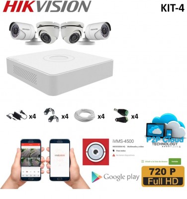 KIT Hikvision DVR 04 CÁMARAS HD TURBO 720p CCTV SEGURIDAD / DAHUA