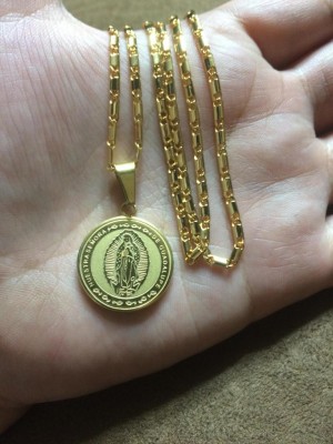 Collar Virgen de Guadalupe Bañado en Oro 18k para Mujer Y Hombre