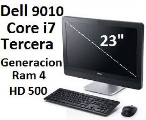 Computadora core i7 Ter/Gen. Todo en uno Dell 9010 Ram 4 Hd 500 pantalla 23 completa operativo