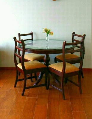 OFERTA Elegante Juego Comedor redondo caoba 6 sillas mesa redonda madera vidrio